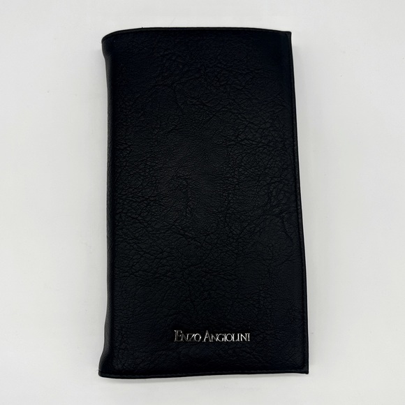 NWOT Enzo Angiolini Black Faux Leather Travel Wallet/Clutch - Picture 1 of 7